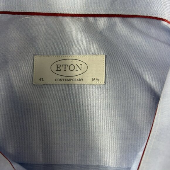 Eton Button Down Long Sleeve Dress Shirt Blue Men’s Size 16.5 / Large - Picture 3 of 8